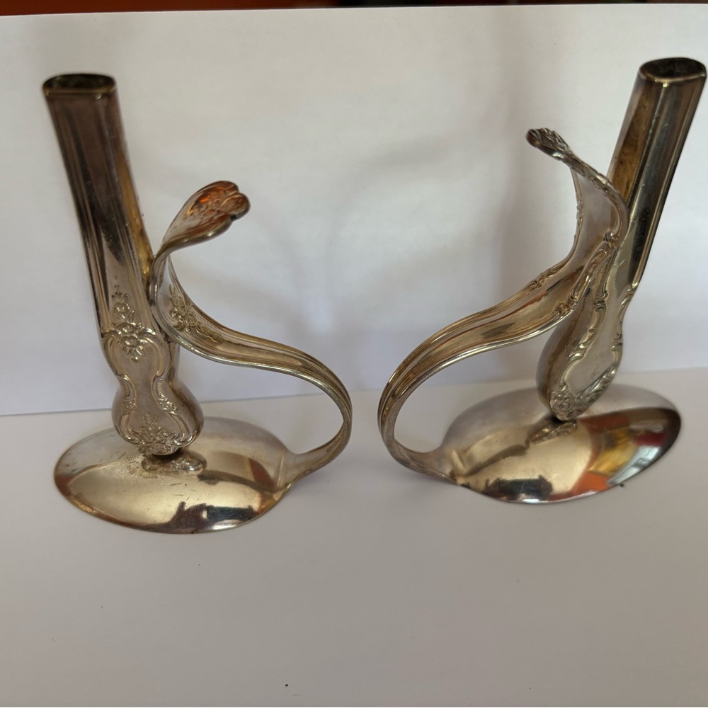 Elegant hand made WM Rogers  Silver extra plate bud vases